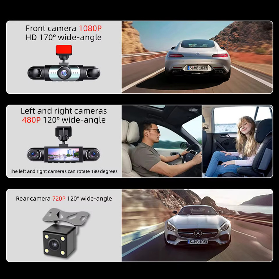 Acceo Dashcam in Schwarz mit 1080P Full HD, Nachtsicht, Loop-Aufnahme und 24/7 Parküberwachung sowie Unterstützung für 4 Kameras und optionale Rückkamera - Bild 3