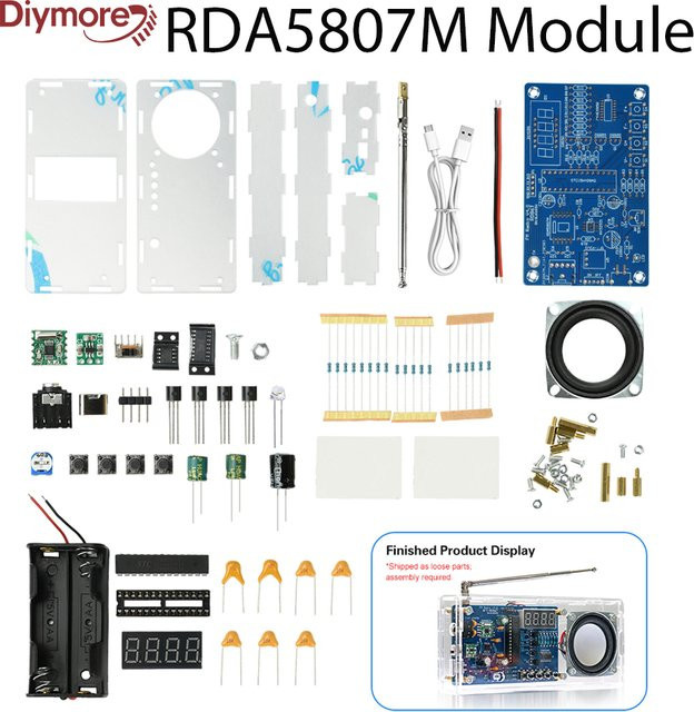Diymore DIY FM-Radio Elektronik-Bausatz mit digitaler Anzeige und RDA5807M Modul für dein Lötprojekt zur Übung - Bild 1