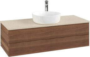 V&B Waschtischunterschrank Antao mit Frontstruktur und Beleuchtung in Weiß, B/T/H: 120 x 50 x 36 cm - Bild 1