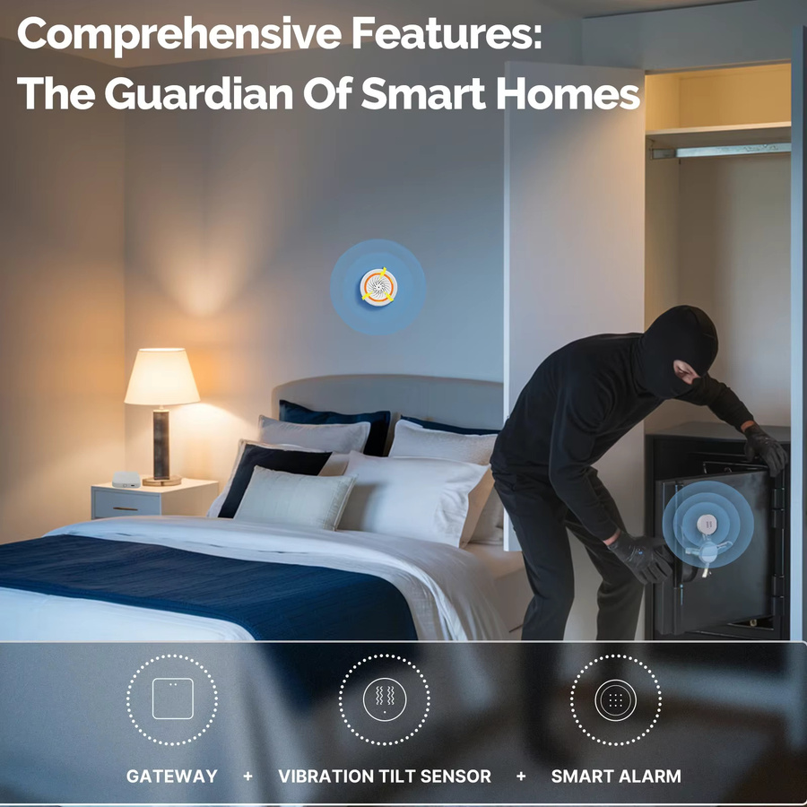MOES Zigbee-Vibrationssensor in Weiß, intelligenter Neigungs- und Bewegungsmelder für Tür- und Fensteralarm mit 3-Achsen-Überwachung in Echtzeit, kompatibel mit Tuya - Bild 4