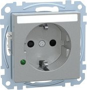 Merten Steckdose System M Aluminium Silber MEG2305-0460 mit Schutzkontakt und Beschriftungsfeld - Bild 1