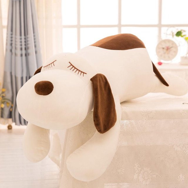 Liegender Hund Puppe, Plüschtier, weiß, 35cm - Bild 1