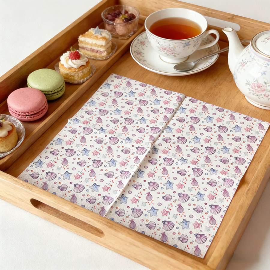 20 Stück 3-lagige Papierservietten mit Muscheln, Perlen und Seesternen in Multicolour für Geburtstage, Afternoon Tea und Bastelarbeiten - Bild 3