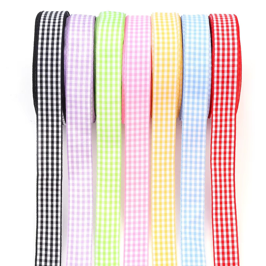 Gitter Plaid Band aus Polyester für DIY Dekorationen und Blumenverpackungen, 10 Yards, Gelb/Mehrfarbig - Bild 2