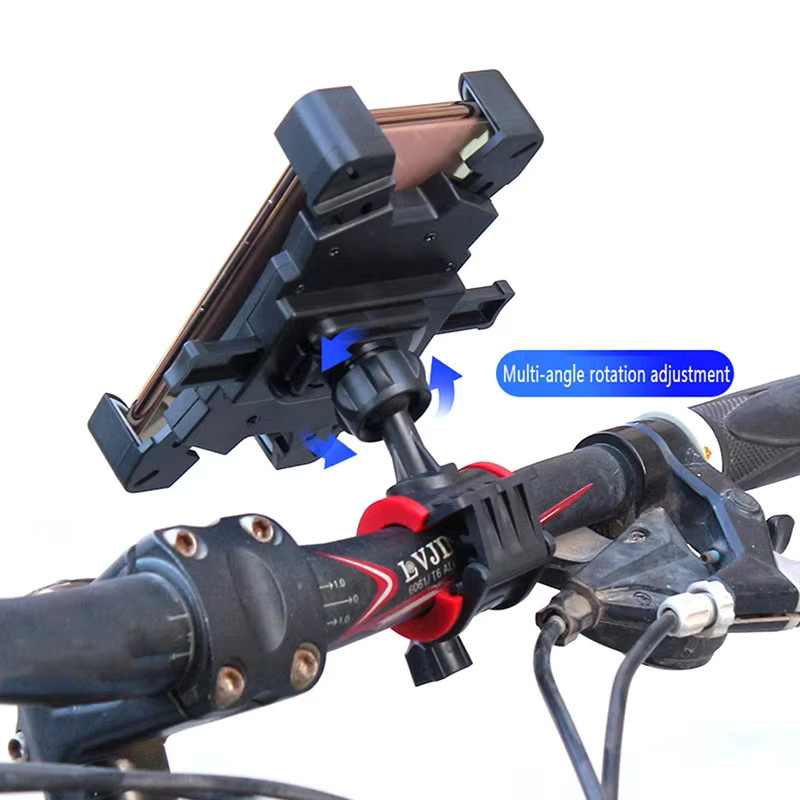 Stoßfester elastischer Smartphone Halter für Motorrad und Fahrrad mit 360 Grad Rotation für Mobiltelefone von 4,8 bis 6,8 Zoll in Schwarz und Rot - Bild 3