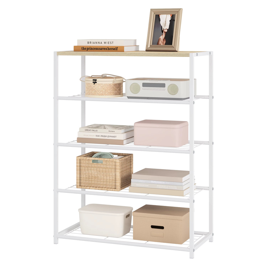 WOLTU Schuhregal aus Metall in Weiß, modernes Schuhaufbewahrungsregal für Wohnzimmer, Flur und Badezimmer, B/T/H: 63 x 43 x 30 cm - Bild 2