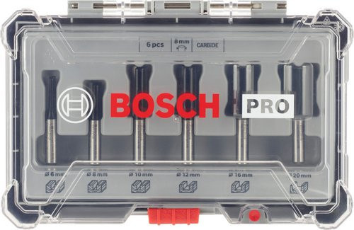 Bosch Nutfräser-Set für Holz und Profile, 6-teilig, Schaftdurchmesser: 8 mm, Grau - Bild 2