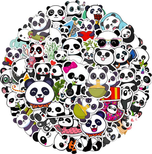 Rspctou Panda Tier Cartoon Aufkleber, multicolor, paper - Bild 1