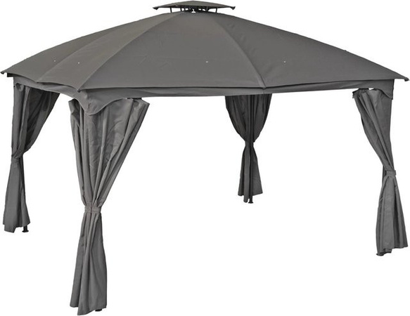 DELUKE Pavillon DUBLIN Gartenpavillon aus Polyester und Stahl in Schwarz/Anthrazit/Grau B/T/H: 360 x 270 x 250 cm