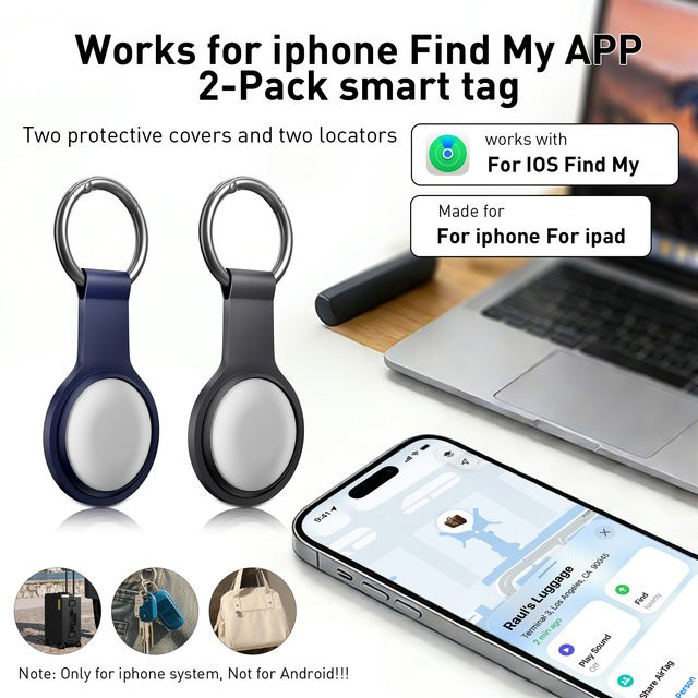 XMSJ 2er-Pack Anti-Verlust-Tracker als Ersatz für Apple AirTag mit Find My GPS-Funktion für Gepäck und Schlüssel (MFi zertifiziert) - Bild 1
