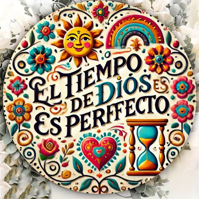 Potdemiel Eisenkunstschild El Tiempo de Dios Es Perfecto Wanddekoration aus Metall für Zuhause und Terrasse - Bild 1