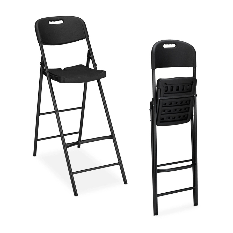 Relaxdays Barhocker 2er Set klappbar aus Kunststoff und Stahl in Schwarz, B/T/H: 44,5 x 5,5 x 82 cm - Bild 2