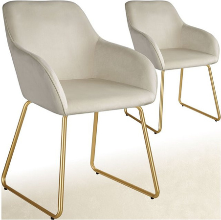 tectake Esszimmerstuhl Jeane gepolstert in Samtoptik beige gold B/T/H: 57 x 61 x 85,5 cm