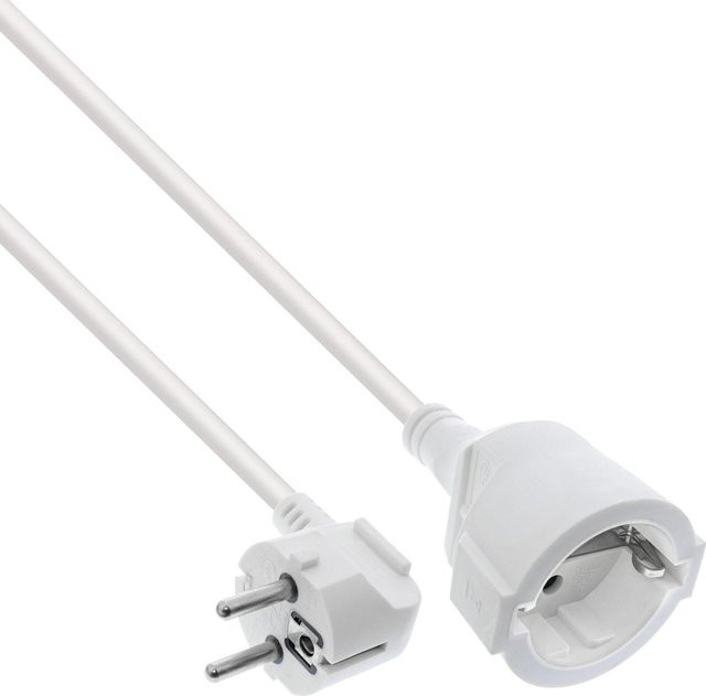 InLine Strom-Verlängerung mit Schutzkontakt Stecker gewinkelt und Buchse, weiß, 20 m - Bild 1