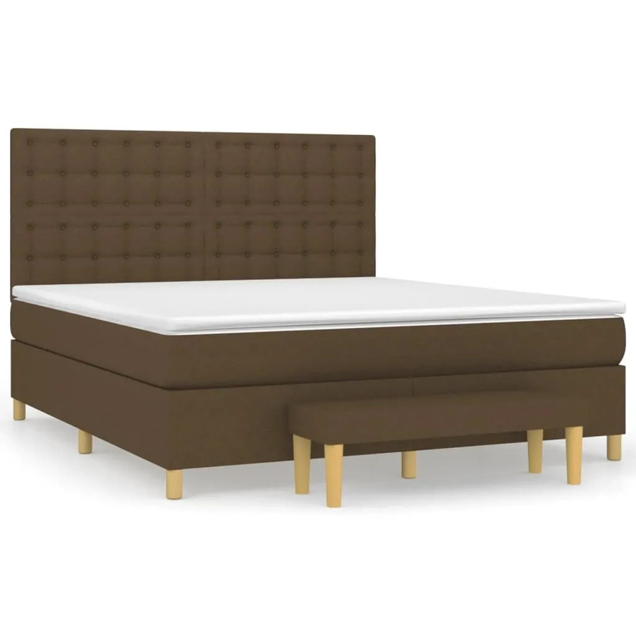 vidaXL Boxspringbett mit Matratze in Dunkelbraun, Hybridbett mit Taschenfederkern, B/T: 180 x 200 cm - Bild 2
