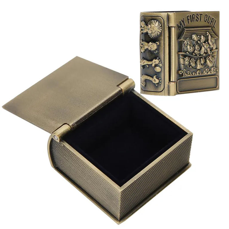 2er-Set GoolRC Vintage Schmuckschatulle in Gold mit floralem Design aus Metall und Textil - Bild 4