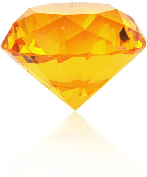 Glas Briefbeschwerer in Diamantenform mit Facetten in Gelb, 30 mm - Bild 1