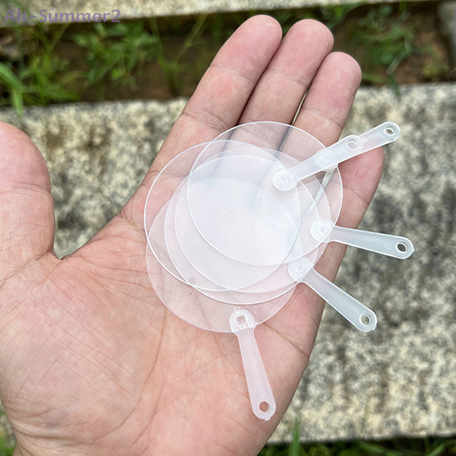 50 Stück DIY Kunstfächer aus Kunststoff, transparente Mini-Fächer für Kinder, Hochzeit und Geburtstag, Durchmesser: 5 cm - Bild 1