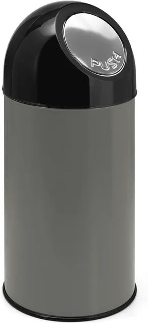 PROREGAL Klassischer Abfallbehälter mit Pushdeckel aus Metall in Grau, H x B x T: 67 x 31 x 31 cm - Bild 1