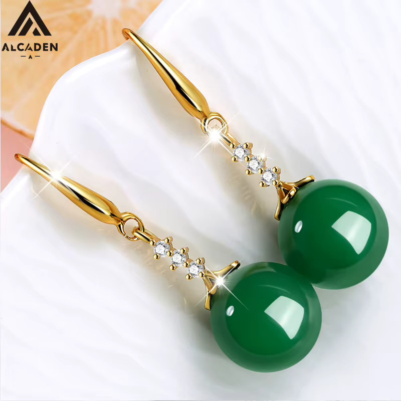 ALCADEN Ohrringe, Achat-Jade, Edelstahl, Damen - Bild 1