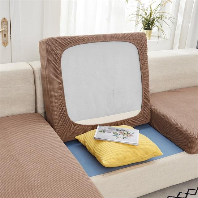 Housmife Sofa-Sitzkissenbezug in Braun, dehnbarer Möbelschutz aus Polyester und Elasthan, waschbarer Schonbezug für Sofakissen 50-65 cm - Bild 1