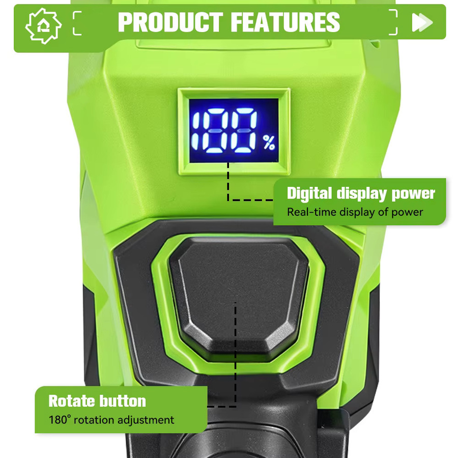 Onegreen Bürstenloser Elektrischer Heckenschneider 2000W für Makita LXT 18V Akku, Kabelloses Garten-Strauchschneidewerkzeug in Grün - Bild 3