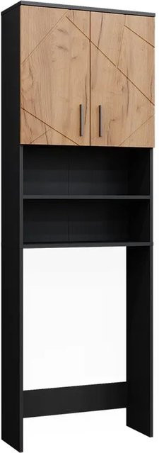 Vicco Waschmaschinenschrank Irma Badezimmer Anthrazit Eiche B: 64 cm, H: 191 cm, T: 26 cm - Bild 2