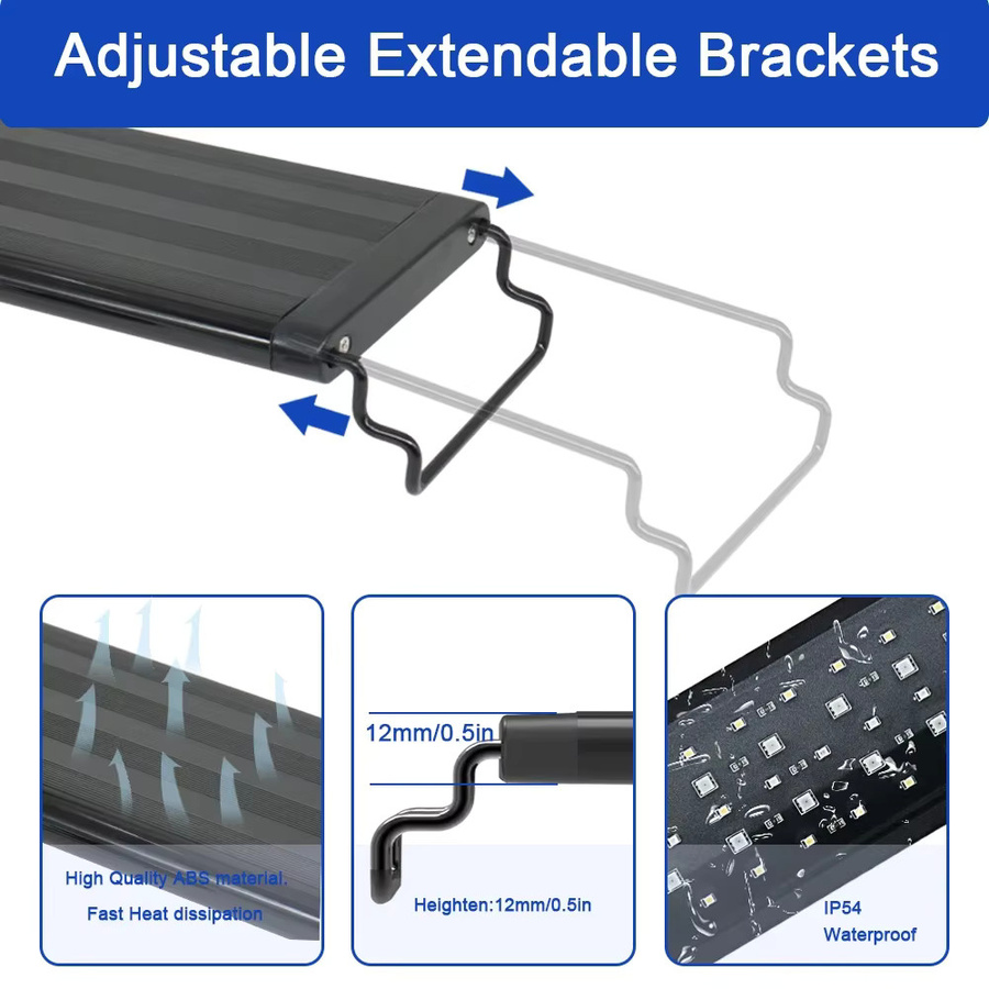 Dimmbare LED Aquarium Pflanzenwachstumslicht in Schwarz mit RGB-Modus und Poweroff-Speicherfunktion, Breite: 120 cm, IP65 Schutzklasse - Bild 4