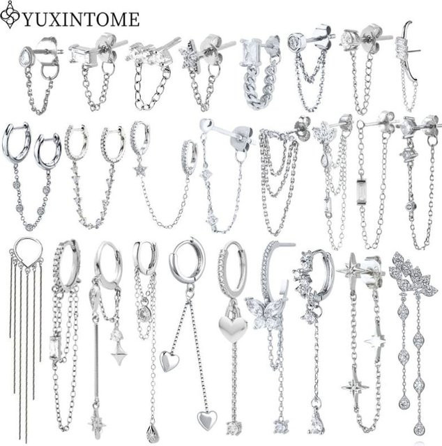 YUXINTOME Tropfenohrringe 925 Silber, weißer Zirkon, Quaste - Bild 1