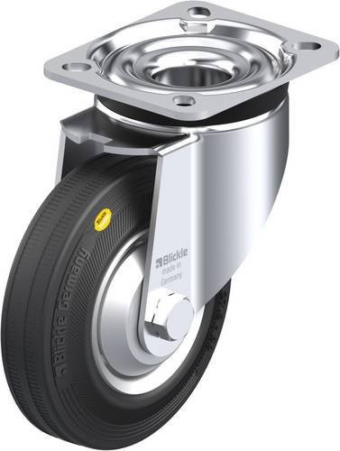 Blickle Lenkrolle LK-RD 125R-1-FA in Schwarz und Silber, Rad-Durchmesser: 125 mm, Tragfähigkeit: 120 kg - Bild 1