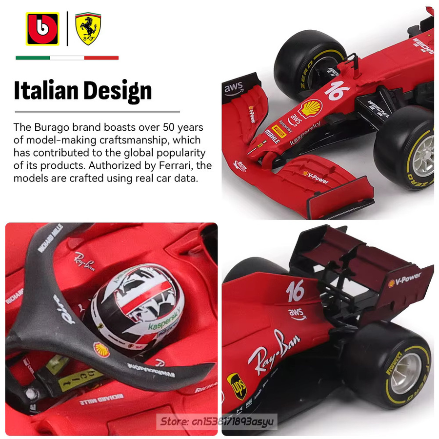 Bburago Ferrari SF25 # 16 Charles Leclerc, Formel-1-Legierungsauto-Modell, 1:18, ab 14 Jahren - Bild 5
