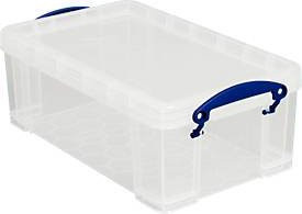 Really Useful Box Aufbewahrungsbox transparent mit Deckel und Klappgriffen 9 l B: 39 cm, H: 15,5 cm, T: 25,5 cm - Bild 2