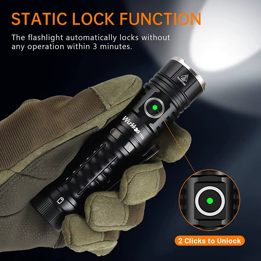 Wurkkos TS22 LED-Taschenlampe mit XHP70D, 4500 Lumen, IP68 wasserdicht, Schwarz, wiederaufladbar mit 21700 Lithium-Ionen-Akku und magnetischer Endkappe - Bild 5