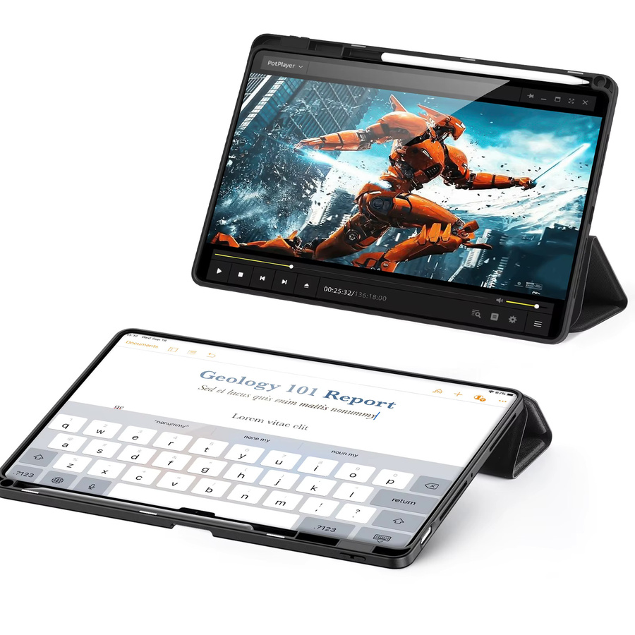 DUX DUCIS Tablet-Hülle mit dreifach faltbarem Ständer für Xiaomi Pad 6S Pro 12.4 und Pad 7 Ultra 14 Zoll mit Stylus-Stifthalter und Auto-Sleep-Wake in Blau oder Schwarz - Bild 3