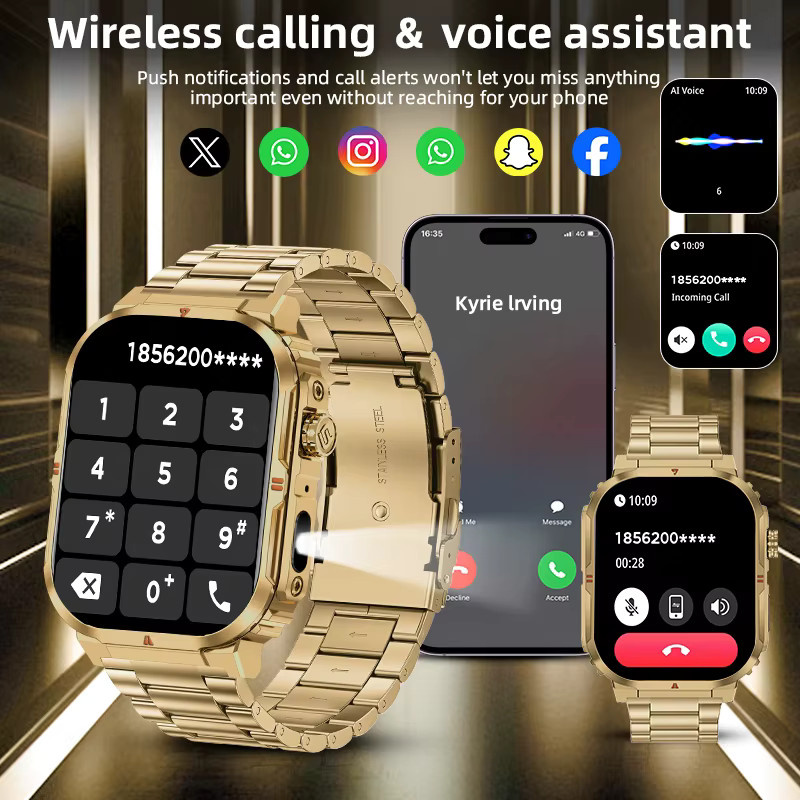 LIGE Smartwatch, Edelstahl, Schwarz, Bicolor, Bluetooth, Unisex - Bild 2