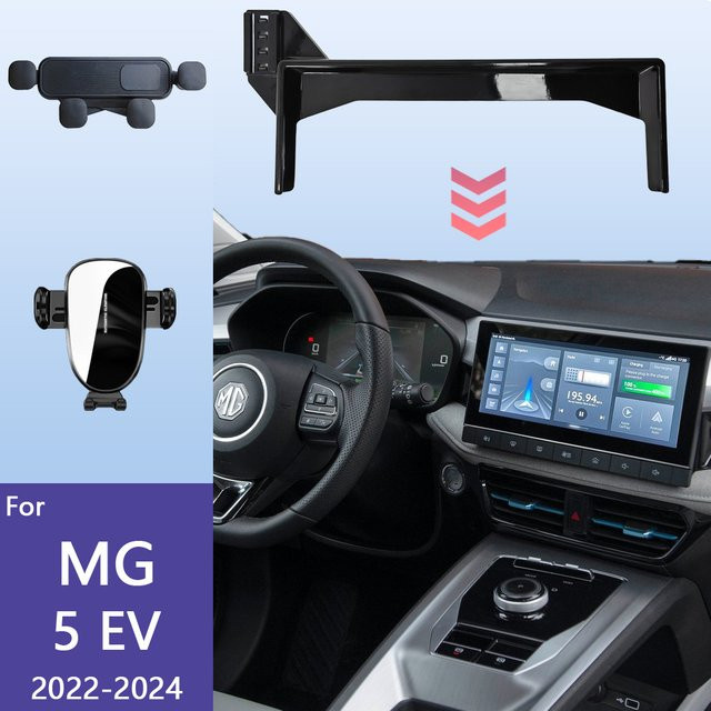 Drahtlose Handyhalterung für MG5 und MG5 EV (2022-2024) mit Schwerkraft-Montage und Ladefunktion in Schwarz - Bild 1