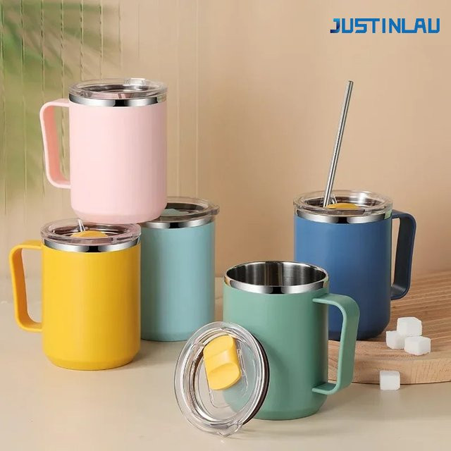 JUSTINLAU Edelstahl-Thermobecher mit Deckel, weiß, 450 ml - Bild 1