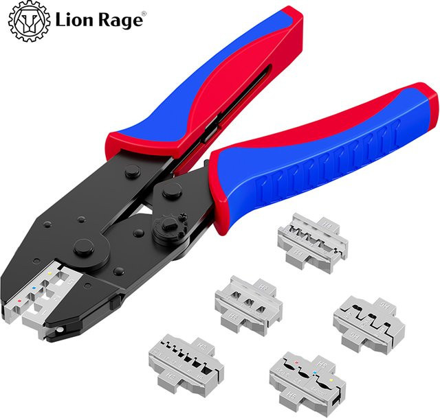 Lion Rage Crimpwerkzeug-Set HS-03BC mit 6 Backen für Aderendhülsen und Solaranschlüsse in Blau und Multicolour - Bild 1