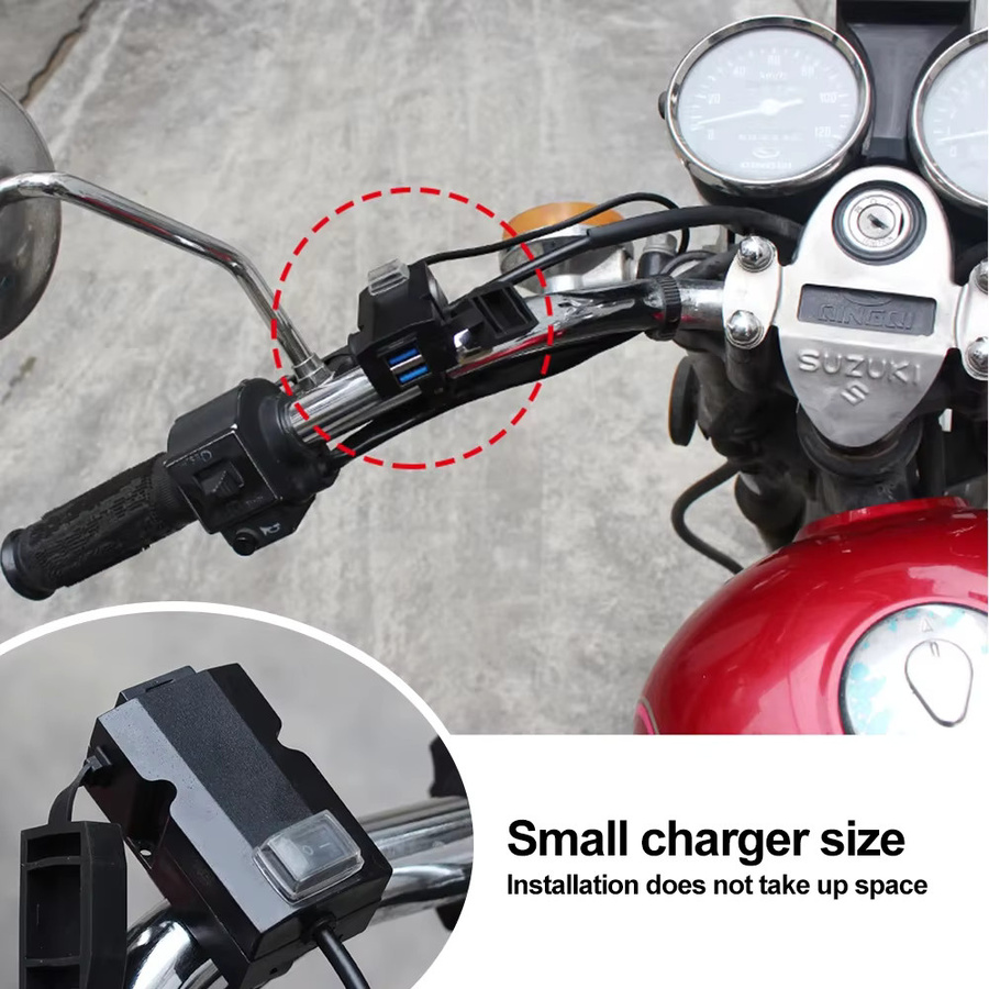 Wasserdichtes Dual USB QC3.0 Motorrad-Lenker-Ladegerät mit 3,1A USB-Adapter Netzteil in Schwarz - Bild 5