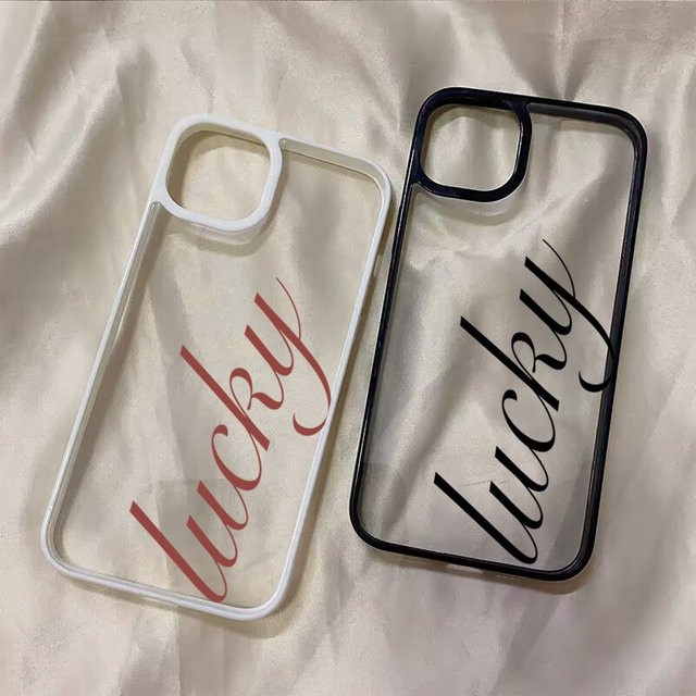 Stoßfeste Handyhülle mit Glückliche Kursivschrift für iPhone 11 bis iPhone 16 Pro Max, Farbe: transparent - Bild 1