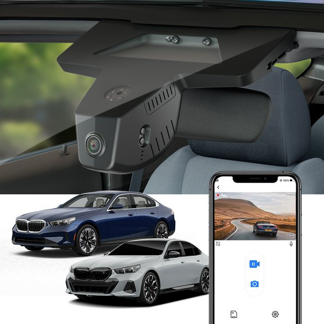 Fitcamx 4K Dashcam für BMW 5er Serie I5 530i 540i G60 (2024-2027), UHD Videorekorder mit App-Steuerung, Schwarz - Bild 1