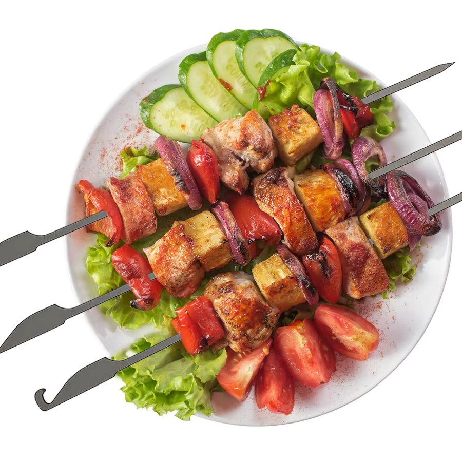 10 Stück flache Grillspieße aus Edelstahl in Silber für Picknick und Grillen, Länge: 25 cm oder 32 cm - Bild 3