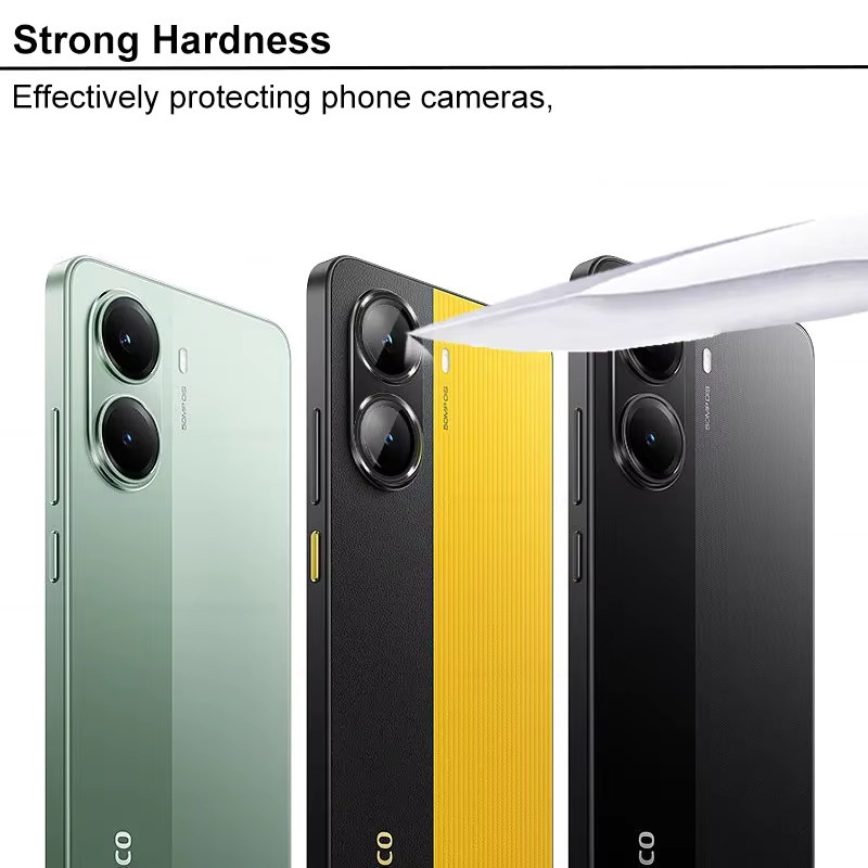Xiaomi Poco X7 und Poco X6 Pro 3D-Ring-Kamerakappe aus Aluminiumlegierung mit 9H HD-Schutzfolie aus gehärtetem Glas in Schwarz - Bild 2