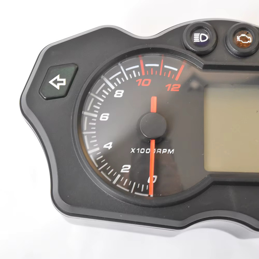 MotoQueen Digitales LCD Motorrad Tacho mit mechanischem Design und 7-farbig umschaltbarer Beleuchtung in Schwarz - Bild 2