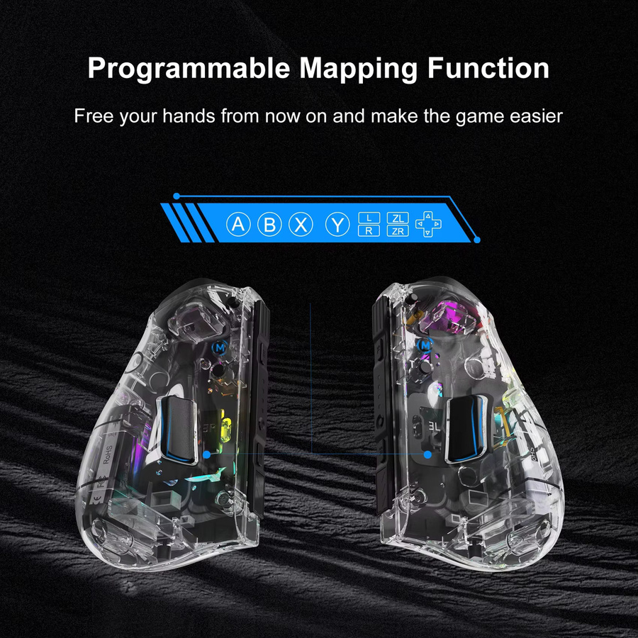 LinYuvo Meteor Light Wireless Controller KS37B für Nintendo Switch und OLED in Weiß/Transparent mit programmierbarer Bewegungssteuerung, Dual Vibration und Turbo-Funktion - Bild 4