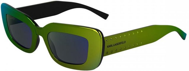 Karl Lagerfeld N 300 Sonnenbrille Damen, Vollrand, Cat-Eye, Metall, Green on Black, verspiegelt - Bild 1