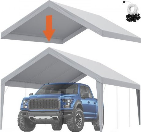 VEVOR Garagenzelt Ersatzdach Grau, wasserdicht und UV-geschützt, Unterstandplane für Garagendachzelt, B/T: 3,9 x 6,1 m (nur Dachabdeckung, Rahmen nicht im Lieferumfang enthalten) - Bild 1