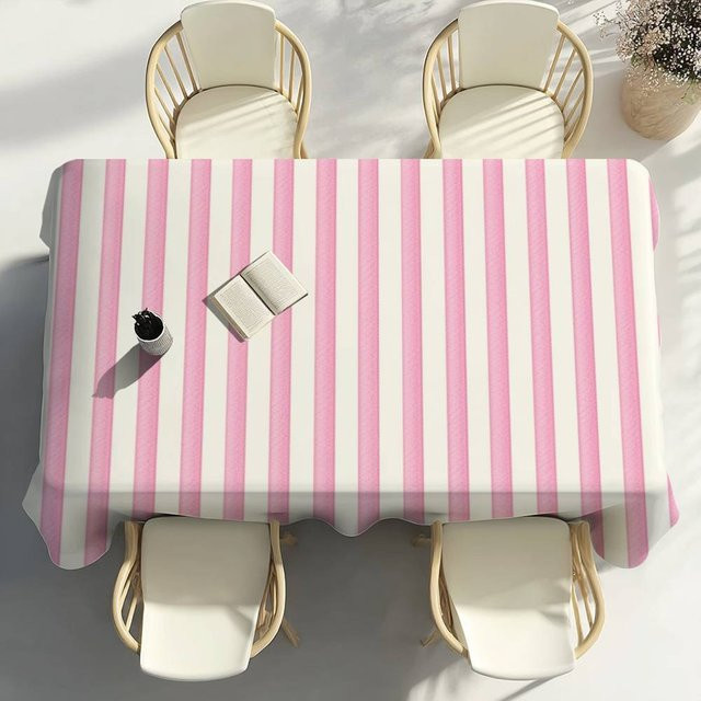 Wasserdichte und fleckenabweisende Tischdecke mit buntem Streifenmuster von Fancy Style Studio, B/B: 160 x 240 cm, Mehrfarbig/Pink - Bild 1