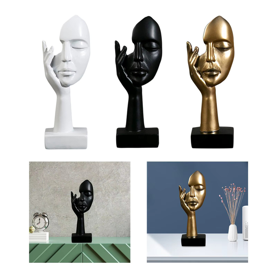 Kesoto Frauenkopf-Kunststatue Denkerin-Skulptur aus Harz in Schwarz oder Weiß für deine Studio-Dekoration - Bild 3