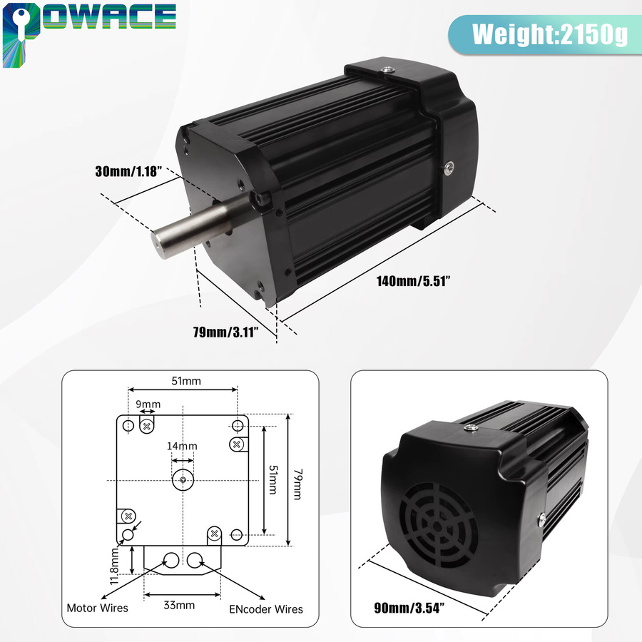 POWACE Bürstenloser DC Spindelmotor mit Control Board für CD-210V MX-210V WM-210V Maschinen, 850W 1100W - Bild 5